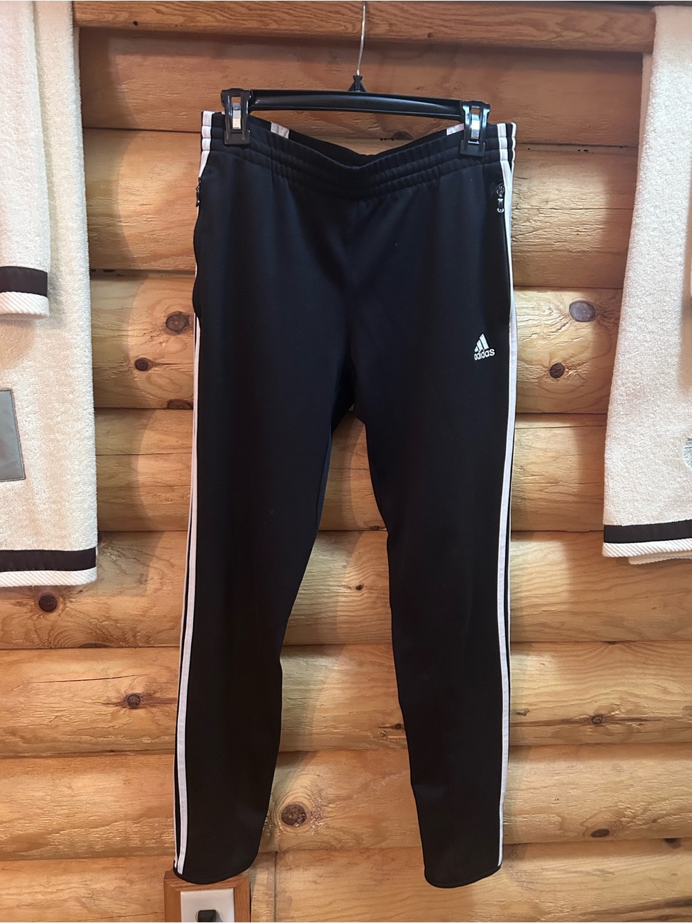 Women’s Black Joggers with White Side Stripes